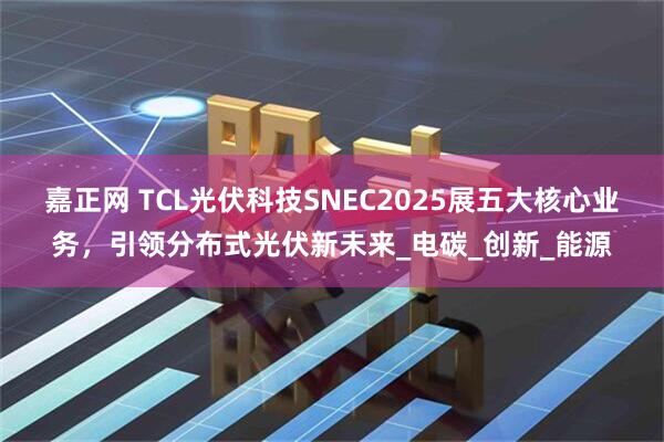 嘉正网 TCL光伏科技SNEC2025展五大核心业务，引领分布式光伏新未来_电碳_创新_能源