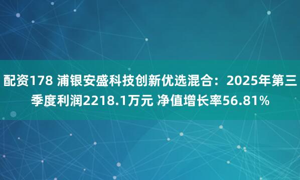 配资178 浦银安盛科技创新优选混合：2025年第三季度利润2218.1万元 净值增长率56.81%